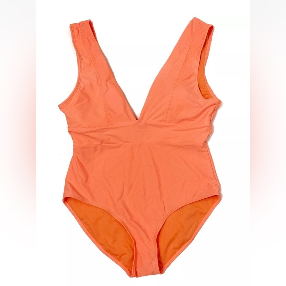 Heat Solids Plunge Neckline Swimsuit Small  One Piece New NWT